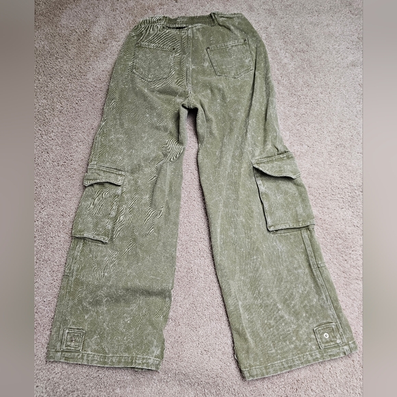 RUVE Korl Cargo Pants - Green Sage Medium Wide Leg Baggy Streetwear - Picture 8 of 10